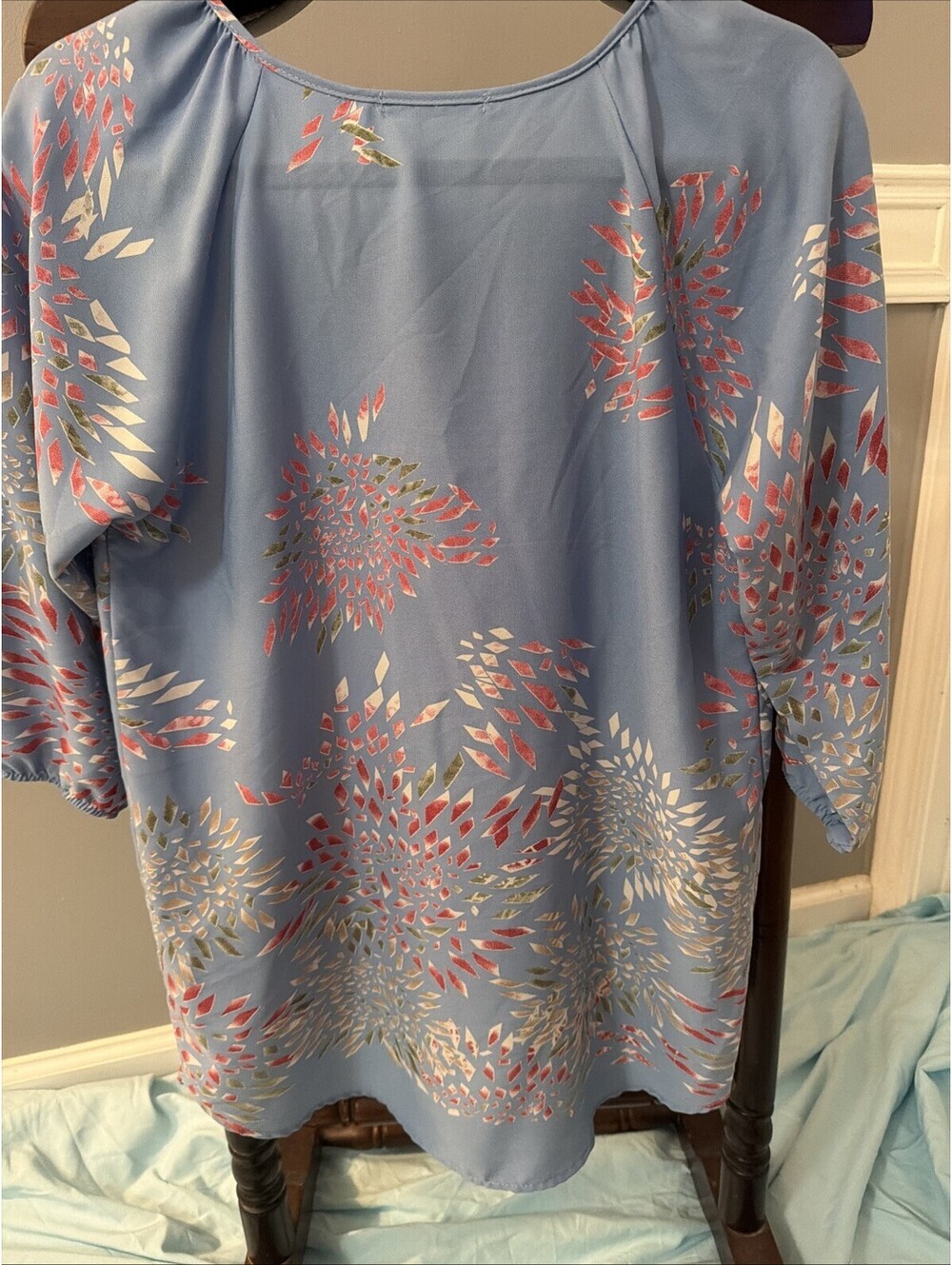 Orange Creek Top Floral Small 3/4 Sleeve Elastic On Arms - Picture 7 of 15